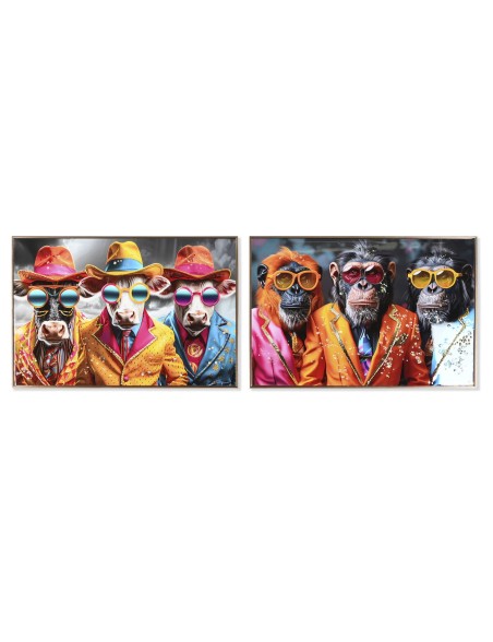 Painting Home ESPRIT Cow Modern Lacquered 90 x 4 x 60 cm (2 Units)