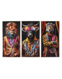 Quadro Home ESPRIT Giallo Azzurro Nero Rosa Animale Moderno Laccato 50 x 4 x 100 cm (3 Unità)
