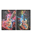 Cuadro Home ESPRIT Negro Guitarra Loft 63 x 3,7 x 93 cm (2 Unidades)