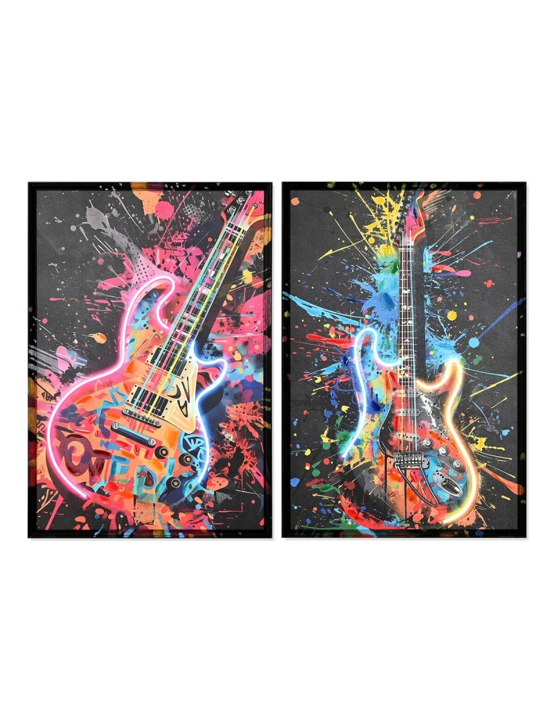 Painting Home ESPRIT Black Guitar Loft 63 x 3,7 x 93 cm (2 Units)