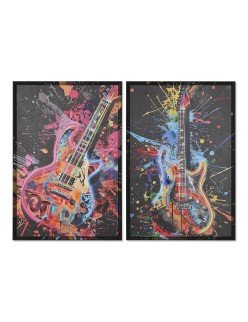 Cuadro Home ESPRIT Negro Guitarra Loft 63 x 3,7 x 93 cm (2 Unidades)