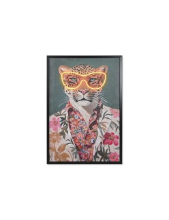 Quadro Home ESPRIT Verde Beige Rosa Fiori Leopardo Moderno 63 x 3 x 93 cm (2 Unità)