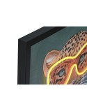 Pintura Home ESPRIT Verde Bege Cor de Rosa Bloemen Leopardo Moderno 63 x 3 x 93 cm (2 Unidades)