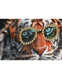 Cuadro Home ESPRIT Negro Turquesa Tigre Lacado 60 x 3,5 x 60 cm (2 Unidades)