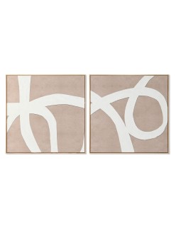 Cuadro Home ESPRIT Blanco Beige Abstracto 103 x 4,3 x 103 cm (2 Unidades)