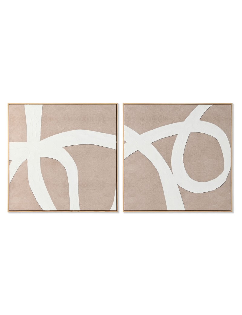 Cuadro Home ESPRIT Blanco Beige Abstracto 103 x 4,3 x 103 cm (2 Unidades)