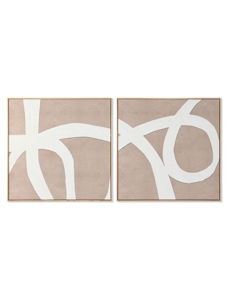 Cuadro Home ESPRIT Blanco Beige Abstracto 103 x 4,3 x 103 cm (2 Unidades)