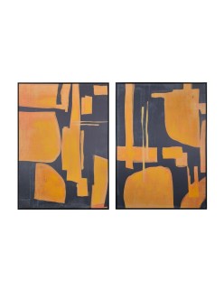Cuadro Home ESPRIT Azul Naranja Abstracto Urbano 103 x 4,5 x 143 cm (2 Unidades)