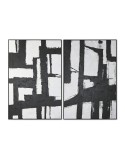 Cuadro Home ESPRIT Blanco Negro Abstracto 123 x 4,3 x 183 cm (2 Unidades)