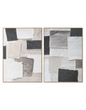 Cuadro Home ESPRIT Blanco Negro Beige Abstracto 103 x 4,3 x 143 cm (2 Unidades)