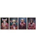 Quadro Home ESPRIT Azzurro Rosso Animale Laccato 52,5 x 2,8 x 72,5 cm (4 Unità)