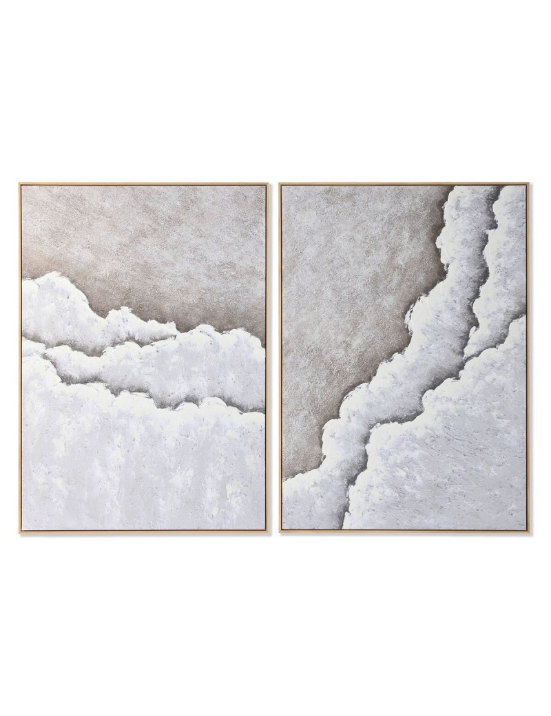 Cuadro Home ESPRIT Blanco Beige Moderno Playa 103 x 4,3 x 143 cm (2 Unidades)