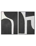 Cuadro Home ESPRIT Blanco Negro Abstracto 103 x 4,3 x 143 cm (2 Unidades)