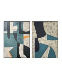 Cuadro Home ESPRIT Negro Verde Urbano 83 x 3,5 x 123 cm (2 Unidades)