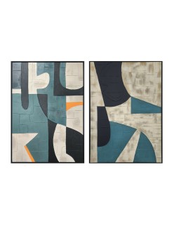 Cuadro Home ESPRIT Negro Verde Urbano 83 x 3,5 x 123 cm (2 Unidades)