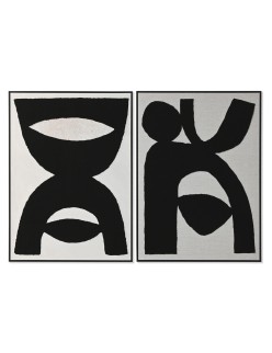 Cuadro Home ESPRIT Negro Beige Abstracto 103 x 4,3 x 143 cm (2 Unidades)