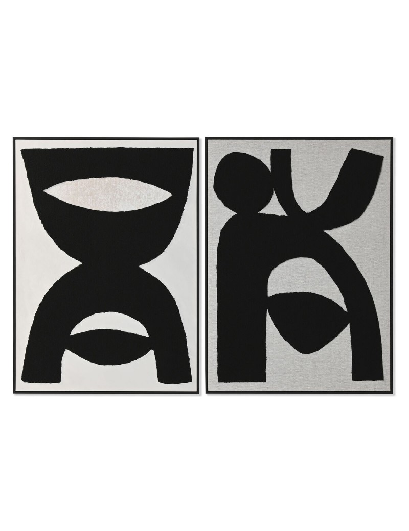 Cuadro Home ESPRIT Negro Beige Abstracto 103 x 4,3 x 143 cm (2 Unidades)