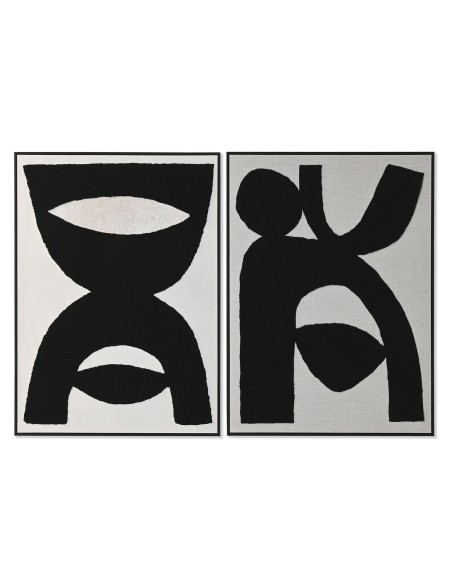 Cuadro Home ESPRIT Negro Beige Abstracto 103 x 4,3 x 143 cm (2 Unidades)