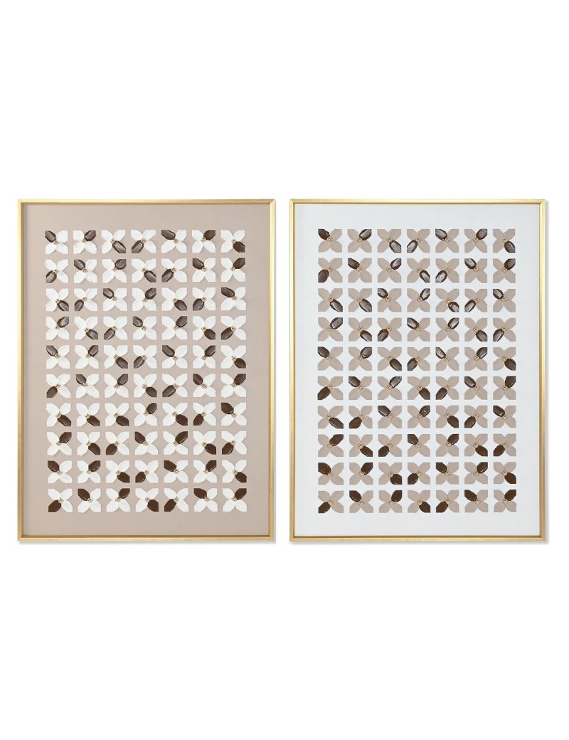 Quadro Home ESPRIT Bianco Beige Dorato Moderno Città 90 x 3,5 x 120 cm (2 Unità)