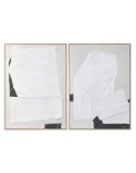 Cuadro Home ESPRIT Blanco Negro Beige Abstracto 103 x 4,3 x 143 cm (2 Unidades)