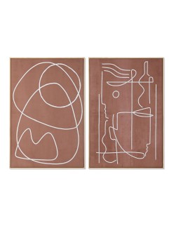 Cuadro Home ESPRIT Beige Terracota Abstracto 83 x 4,3 x 123 cm (2 Unidades)