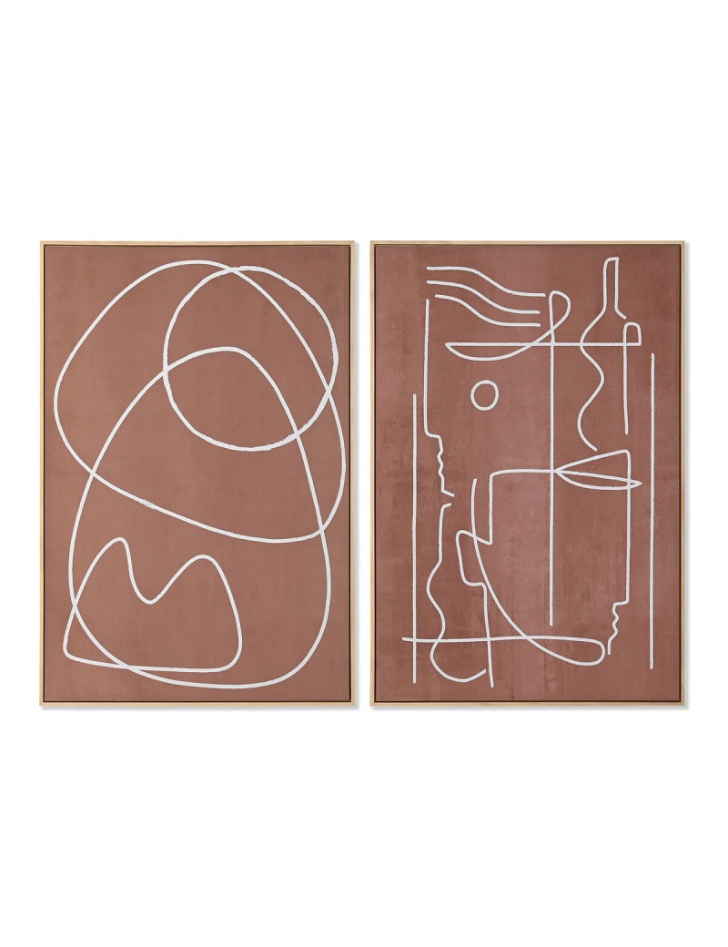Cuadro Home ESPRIT Beige Terracota Abstracto 83 x 4,3 x 123 cm (2 Unidades)
