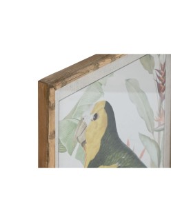 Cuadro Home ESPRIT Amarillo Verde Loro Tropical 50 x 2,5 x 70 cm (2 Unidades)