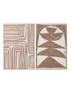 Cuadro Home ESPRIT Beige Terracota Abstracto 83 x 4,3 x 123 cm (2 Unidades)