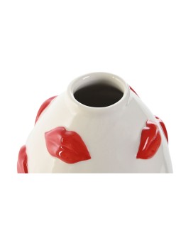 Jarrón Home ESPRIT Blanco Rojo Dolomita 15 x 15 x 22,5 cm