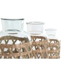 Jarrón Home ESPRIT Natural Cristal 18,3 x 18,3 x 30 cm (3 Piezas)