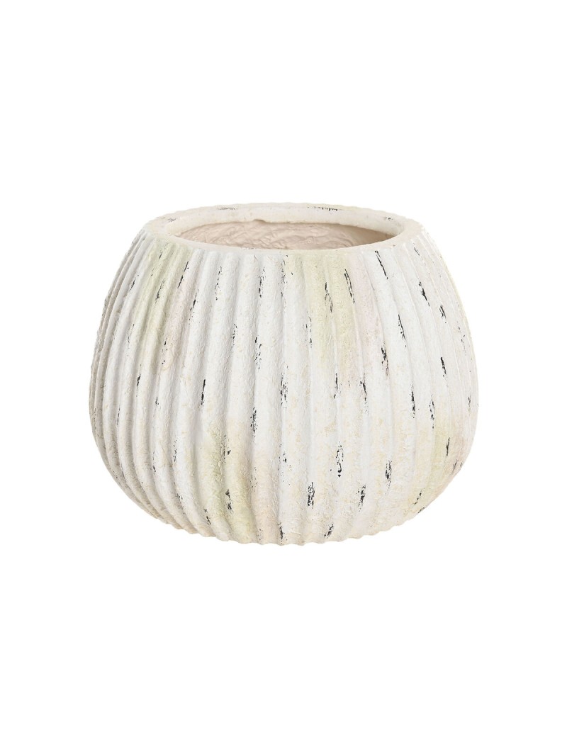 Jarrón Home ESPRIT Blanco Magnesio 36 x 36 x 26 cm