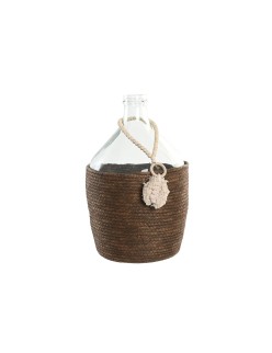 Jarrón Home ESPRIT Transparente Marrón oscuro Cristal Natural Colonial 26 x 26 x 39 cm