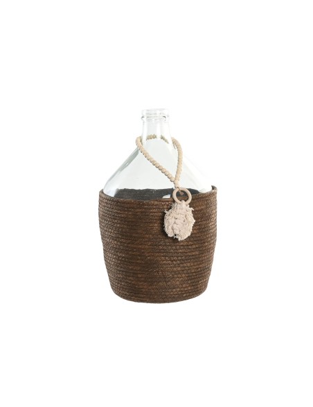 Jarrón Home ESPRIT Transparente Marrón oscuro Cristal Natural Colonial 26 x 26 x 39 cm