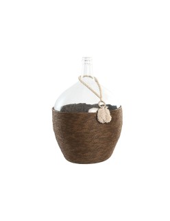 Jarrón Home ESPRIT Transparente Marrón oscuro Cristal Colonial 37 x 37 x 55 cm