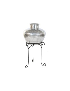 Jarrón Home ESPRIT Negro Plateado Aluminio 45 x 45 x 95 cm