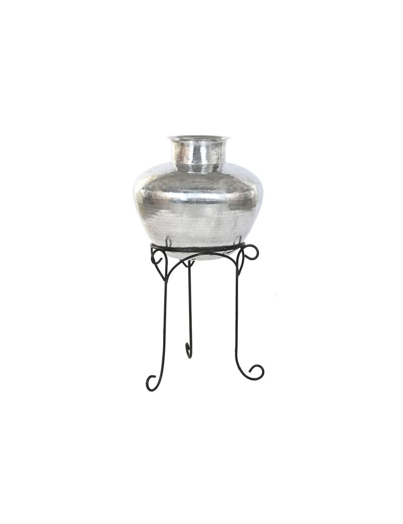 Jarrón Home ESPRIT Negro Plateado Aluminio 45 x 45 x 95 cm