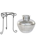 Jarrón Home ESPRIT Negro Plateado Aluminio 45 x 45 x 95 cm