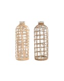 Jarrón Home ESPRIT Transparente Marrón claro Cristal Natural Mediterráneo 12 x 12 x 33 cm (2 Unidades)