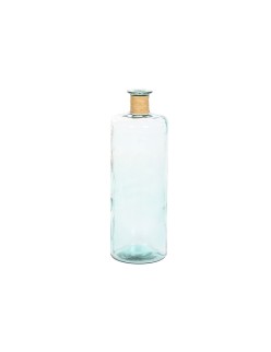 Jarrón Home ESPRIT Transparente Junco Cristal reciclado Natural 25 x 25 x 75 cm