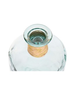 Jarrón Home ESPRIT Transparente Junco Cristal reciclado Natural 25 x 25 x 75 cm