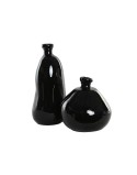 Jarrón Home ESPRIT Negro Cristal reciclado 22 x 22 x 51 cm