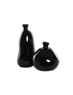 Jarrón Home ESPRIT Negro Cristal reciclado 22 x 22 x 51 cm