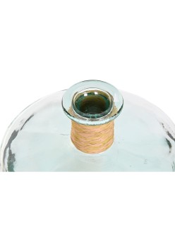 Jarrón Home ESPRIT Transparente Junco Cristal reciclado Natural 35 x 35 x 45 cm