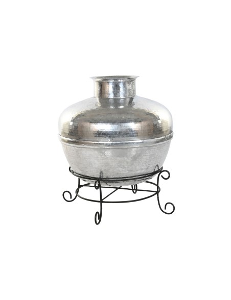 Vaso Home ESPRIT Nero Argentato Alluminio Ferro 75 x 75 x 90 cm