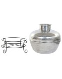 Vaso Home ESPRIT Nero Argentato Alluminio Ferro 75 x 75 x 90 cm