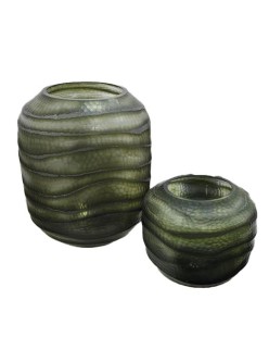 Jarrón Home ESPRIT Verde Cristal Moderno 27 x 27 x 33 cm