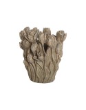 Jarrón Home ESPRIT Gris Cemento Tulipán 29 x 27 x 32 cm
