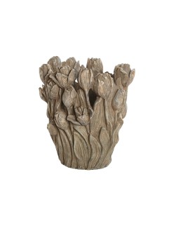 Jarrón Home ESPRIT Gris Cemento Tulipán 29 x 27 x 32 cm