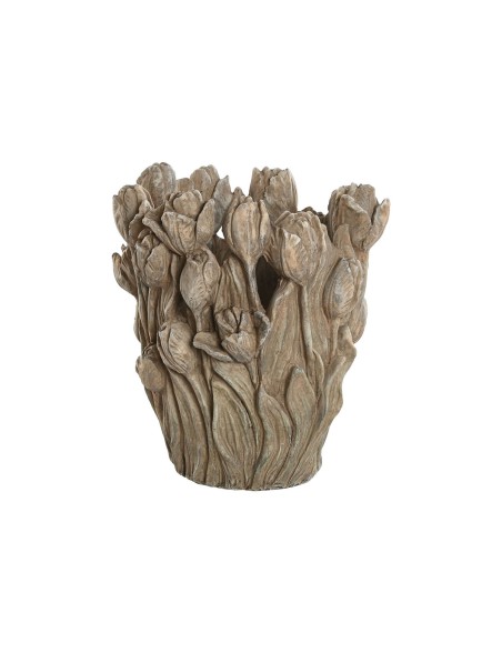 Jarrón Home ESPRIT Gris Cemento Tulipán 29 x 27 x 32 cm