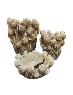 Jarrón Home ESPRIT Gris Cemento Tulipán 29 x 27 x 32 cm